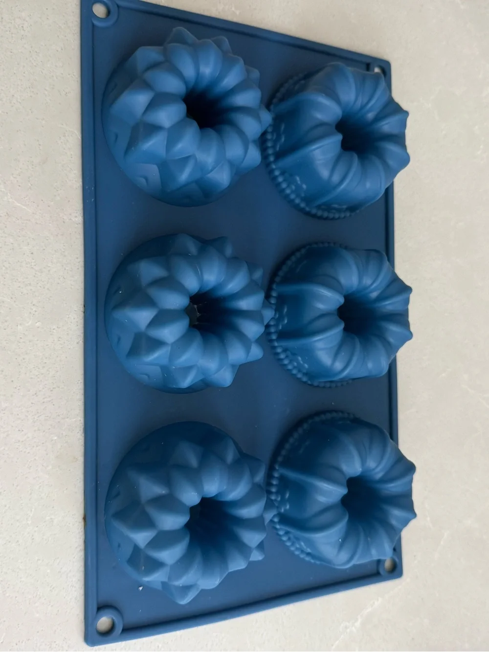 Blue Silicone Mini Bundt Cake Mold - Set of 6